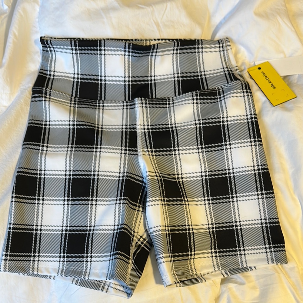 Plaid Black and White Women's biker shorts Eleven by Venus Williams size s